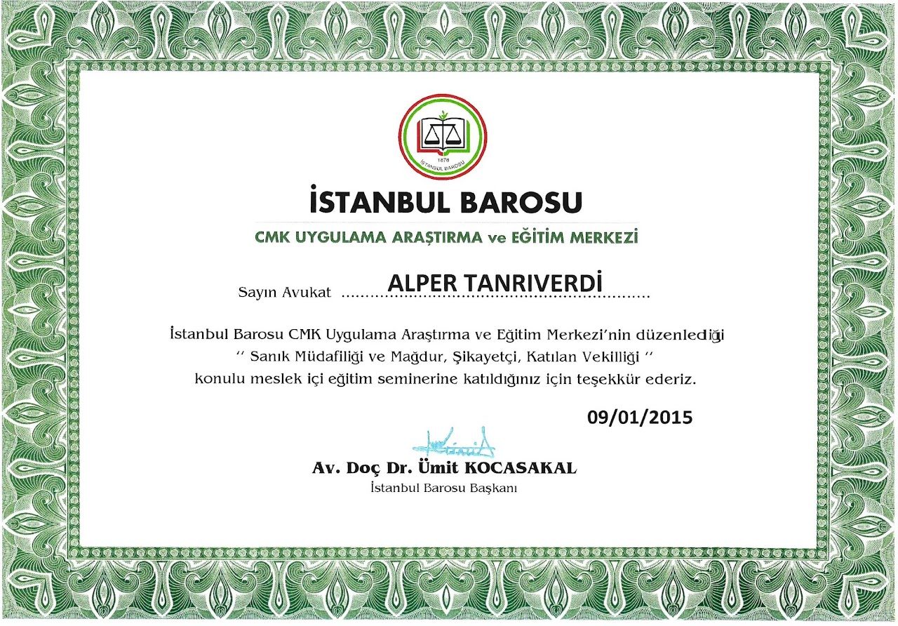 Ceza Muhakemesi Kanunu Eğitimi Belgesi