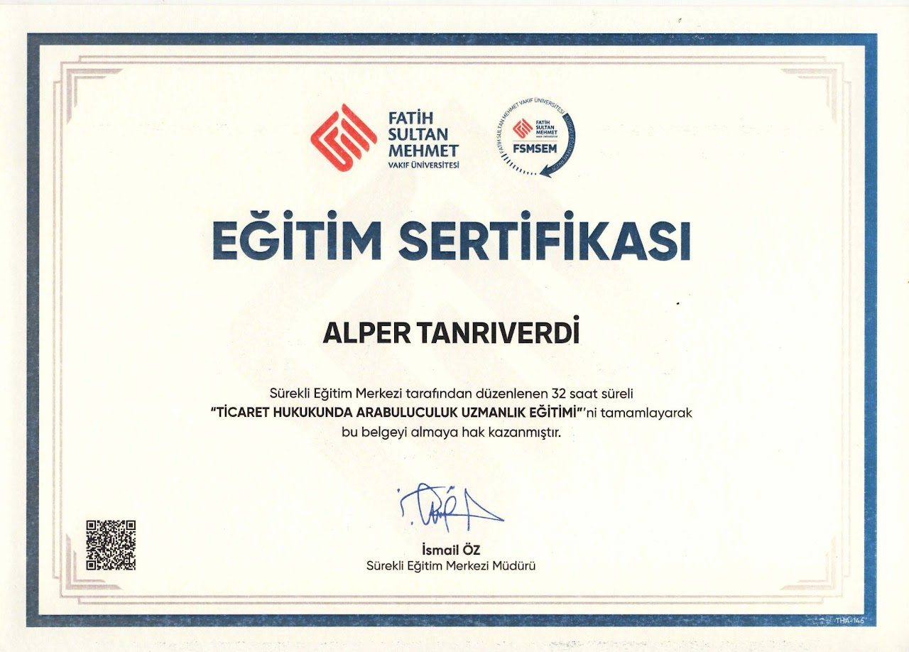 Ticaret Hukuku Uzmanı Arabulucu Sertifikası